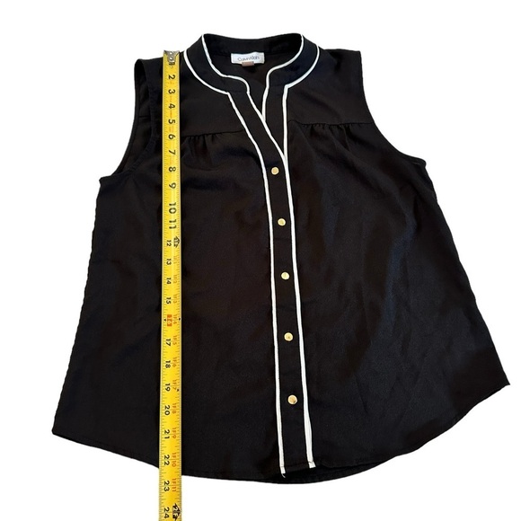 Calvin Klein Black White Trim Sleeveless Blouse size Small - Picture 11 of 17
